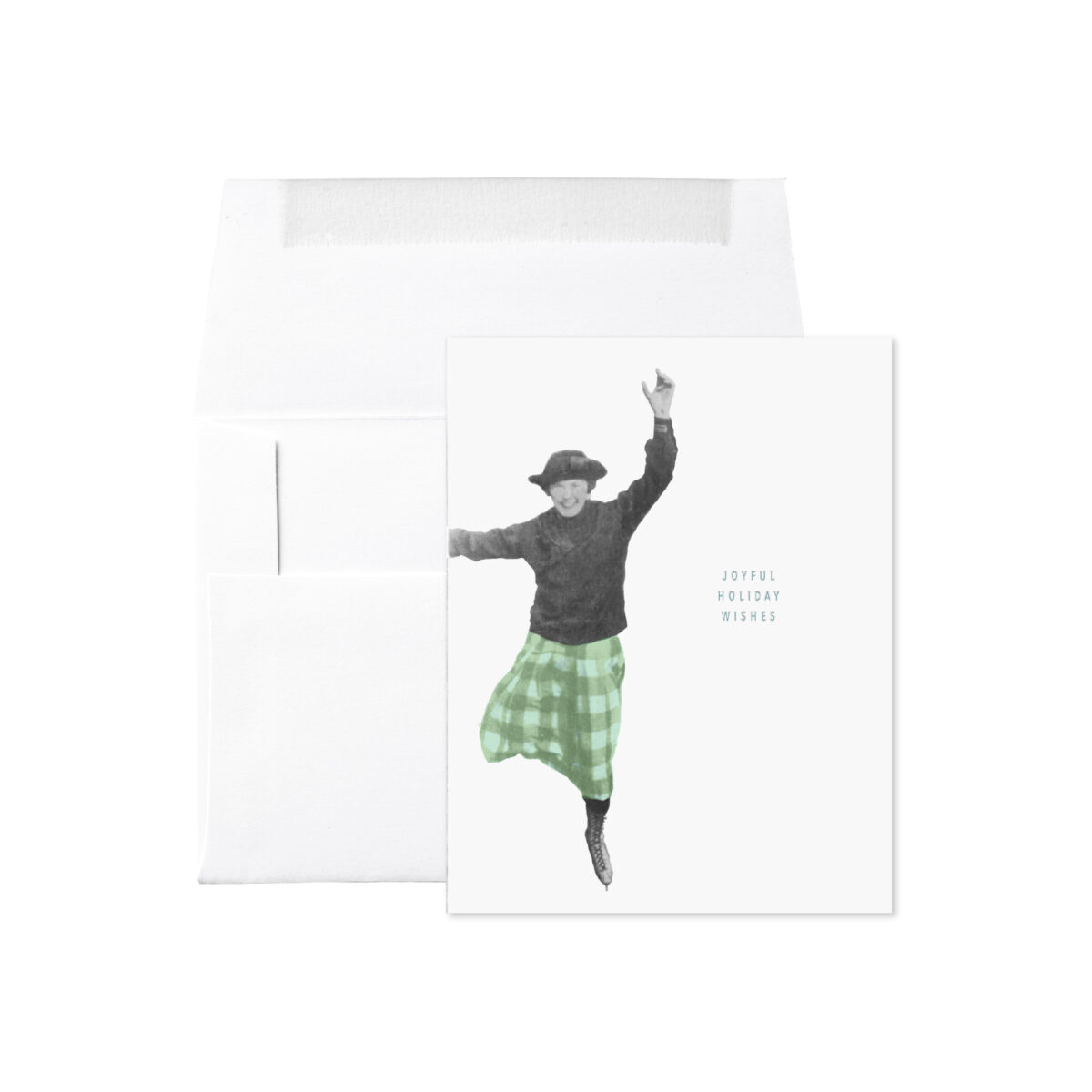 JUMPING ICE SKATER JOYFUL HOLIDAY WISHES CARD