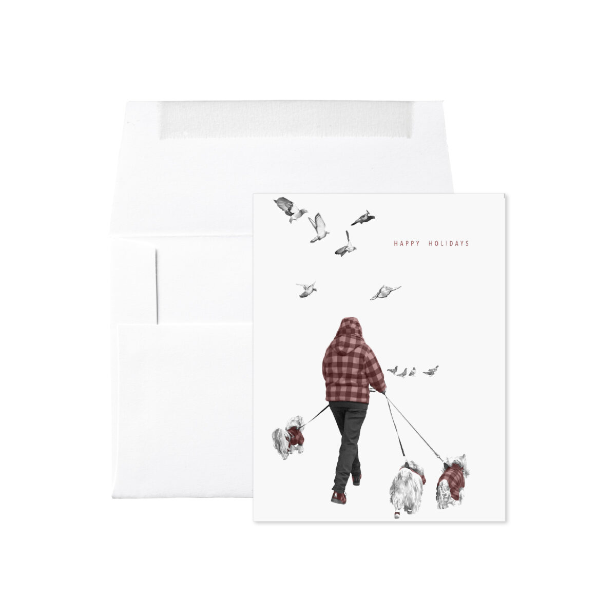 DOG WALKER HAPPY HOLIDAYS CARD
